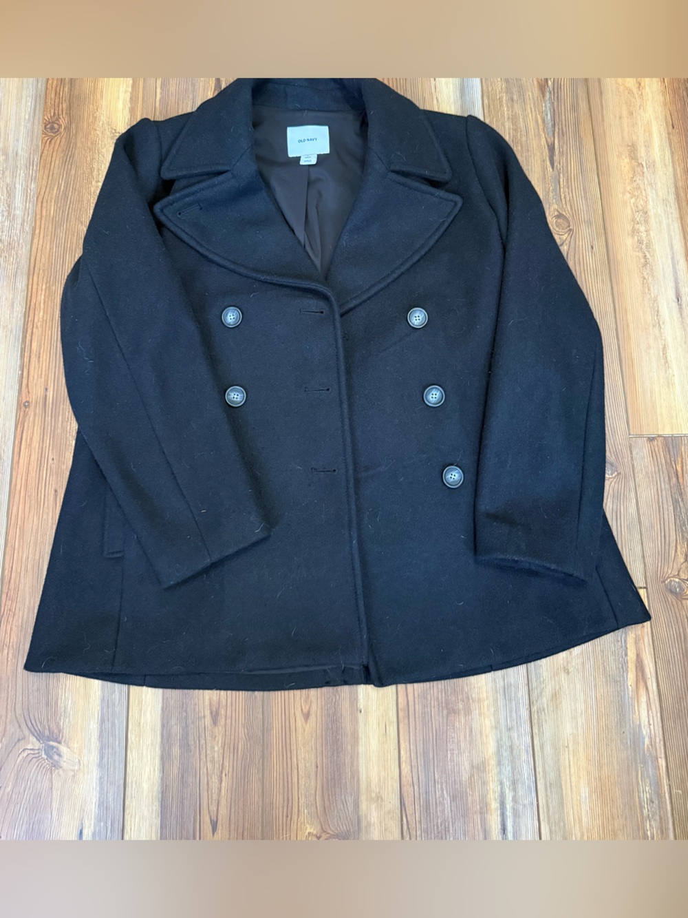 Old Navy WoMen’s Black Double-Breasted Pea Coat